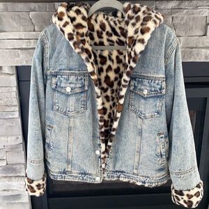 Leopard denim jacket